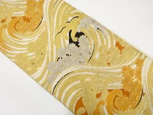 アンティーク　荒波に菊模様織り出し袋帯（材料）